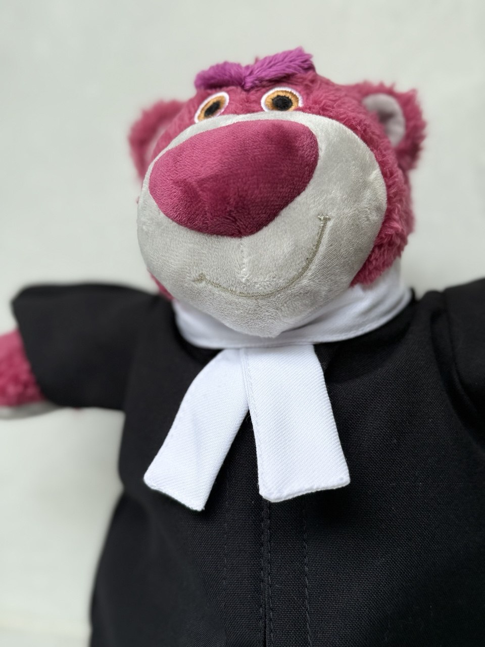 Lawso — A limited-edition handcrafted bear dressed in a distinctive law-themed outfit, designed from a real customer's own requirements. A rare, one-of-a-kind piece for legal professionals.