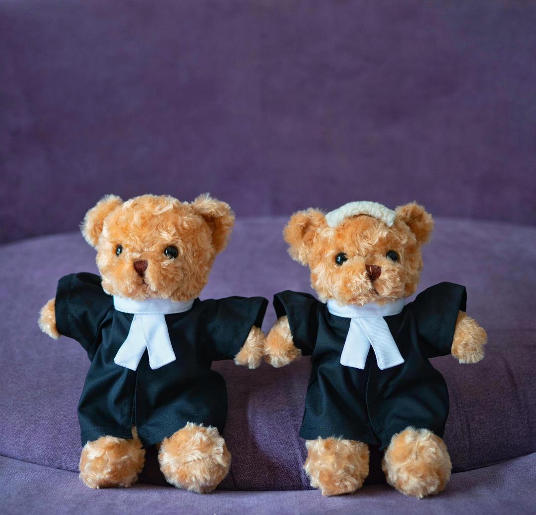 Two JytheBear Lawyer Bears — handcrafted gifts for Malaysian advocates